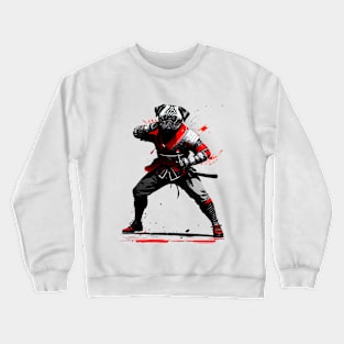 Fierce and Adorable Pug Samurai in Action Crewneck Sweatshirt